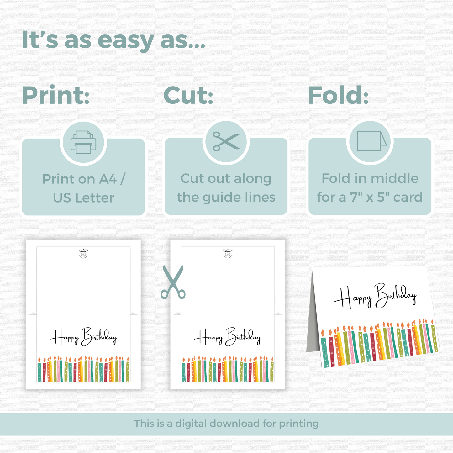 Printable Birthday Card - Candles