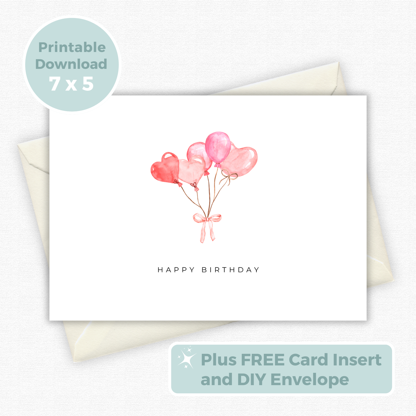 Printable Birthday Card - Balloons