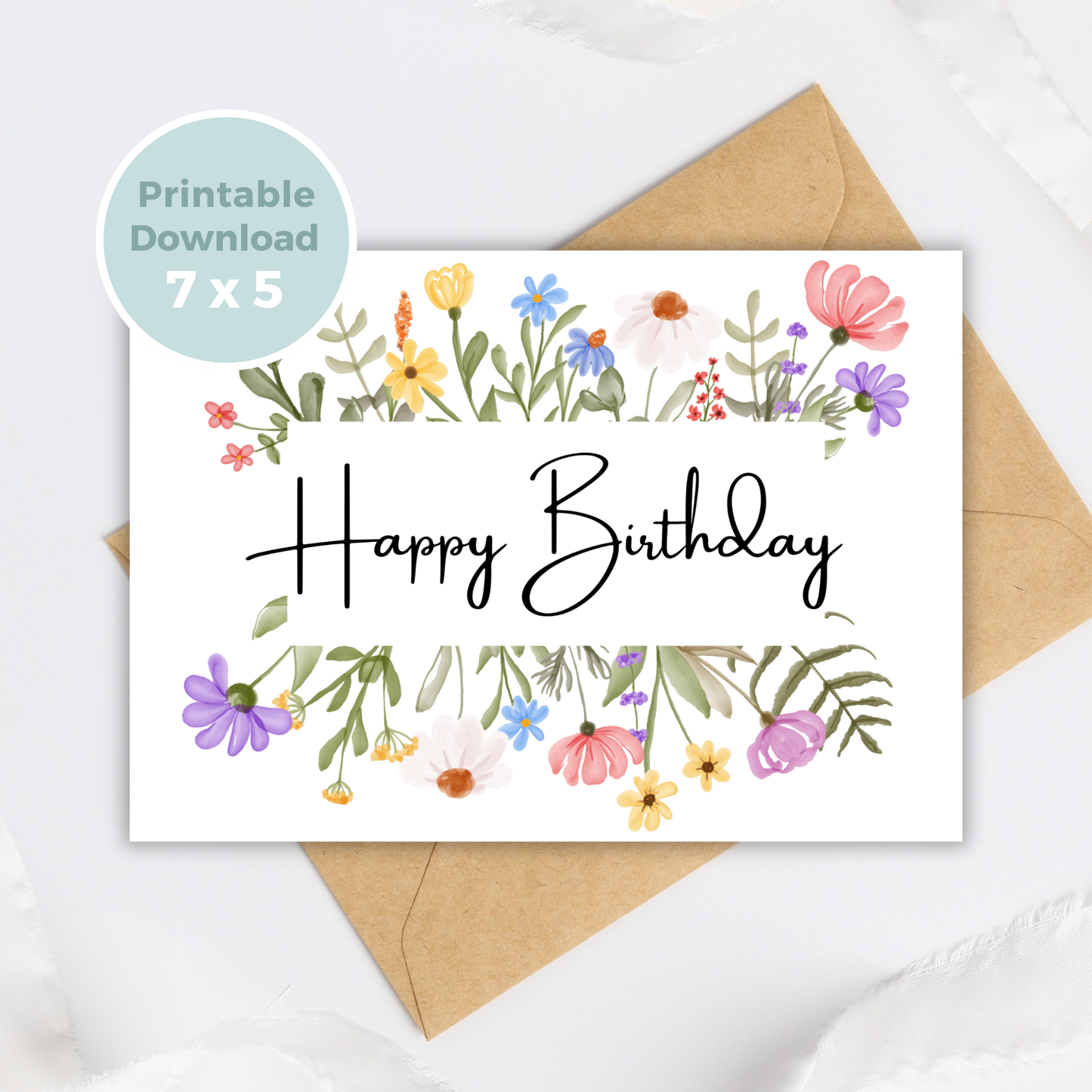 Printable Birthday Card - Flowers