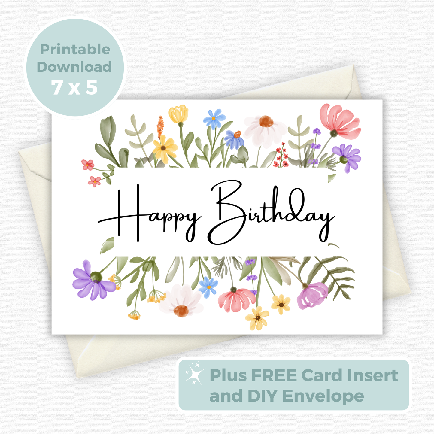Printable Birthday Card - Flowers