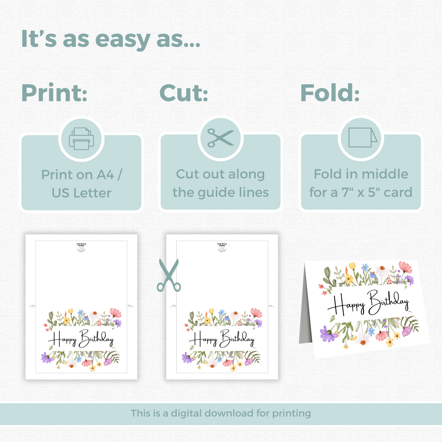 Printable Birthday Card - Flowers