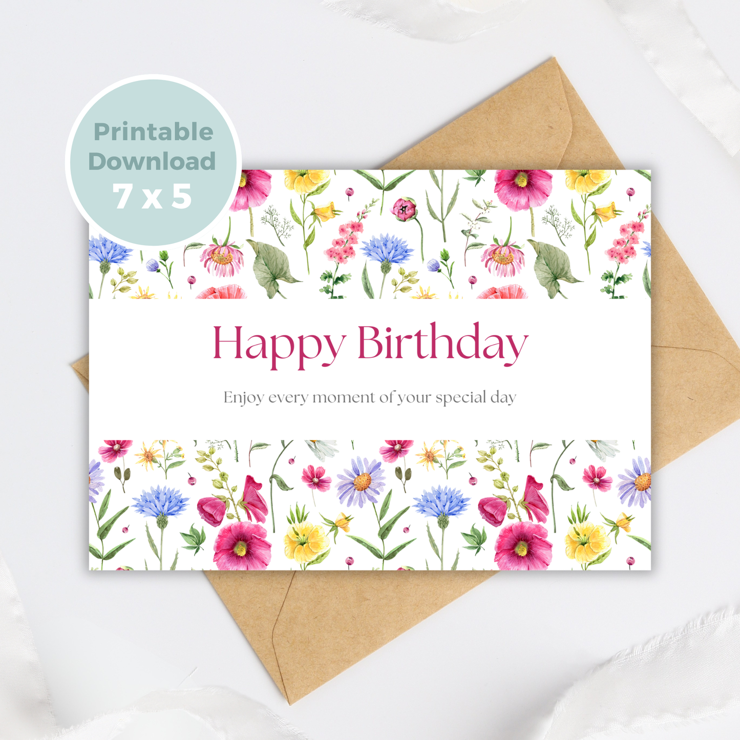 Printable Birthday Card - Flowers