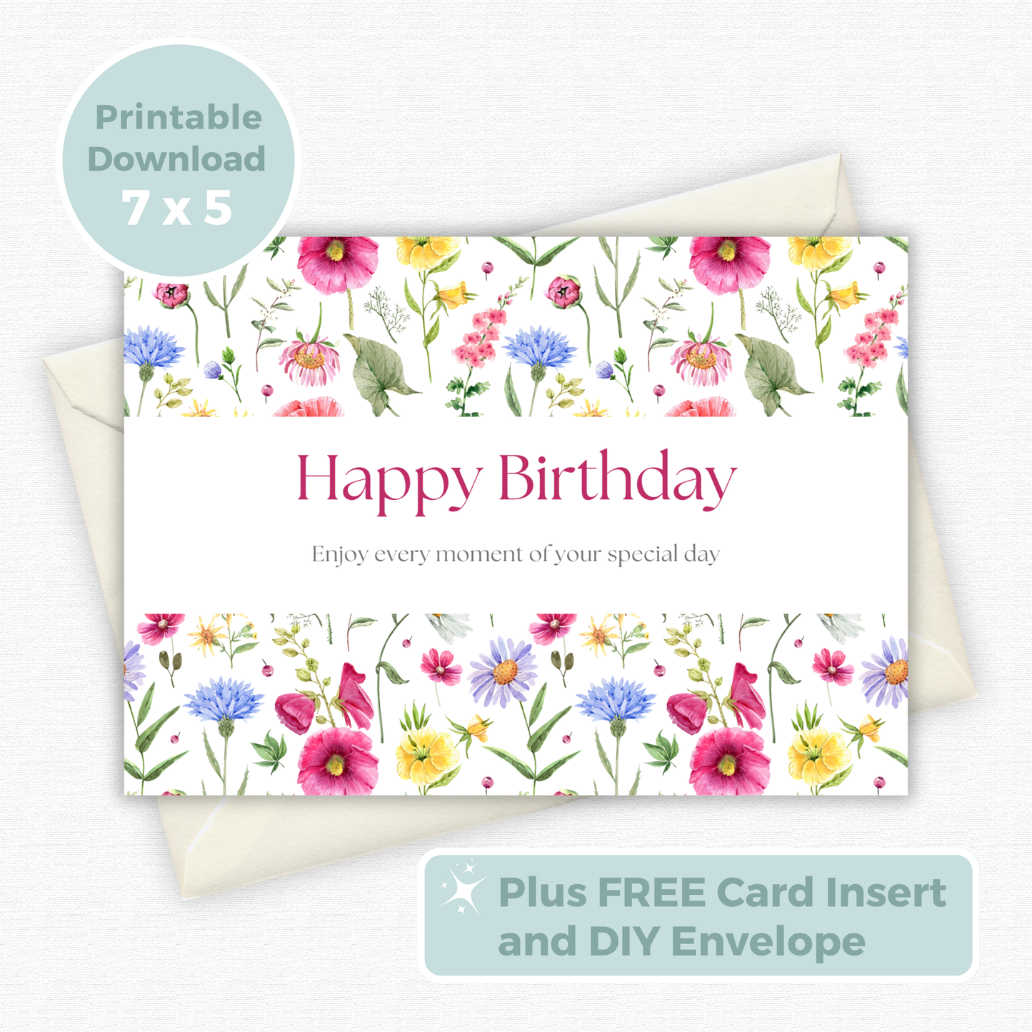 Printable Birthday Card - Flowers