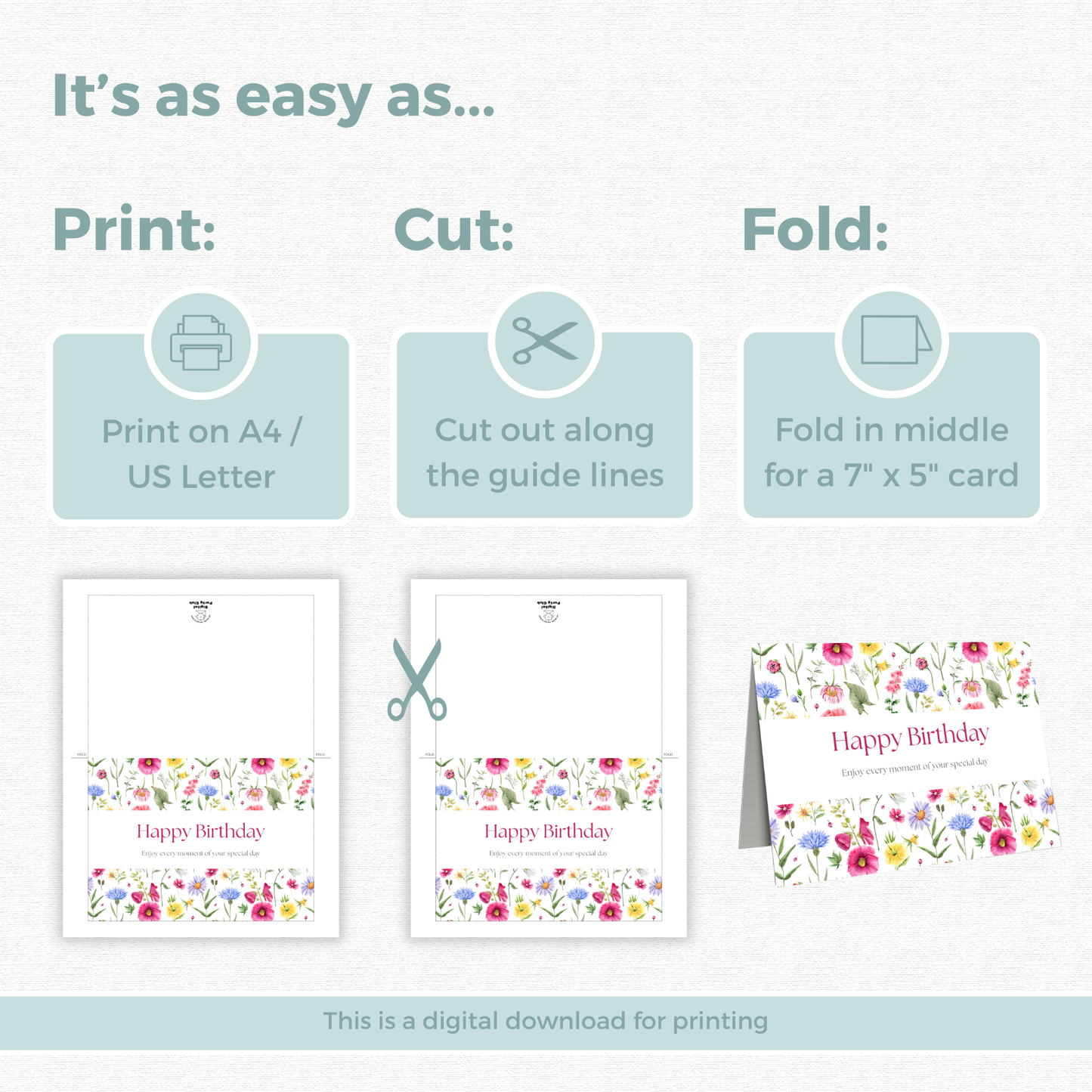 Printable Birthday Card - Flowers