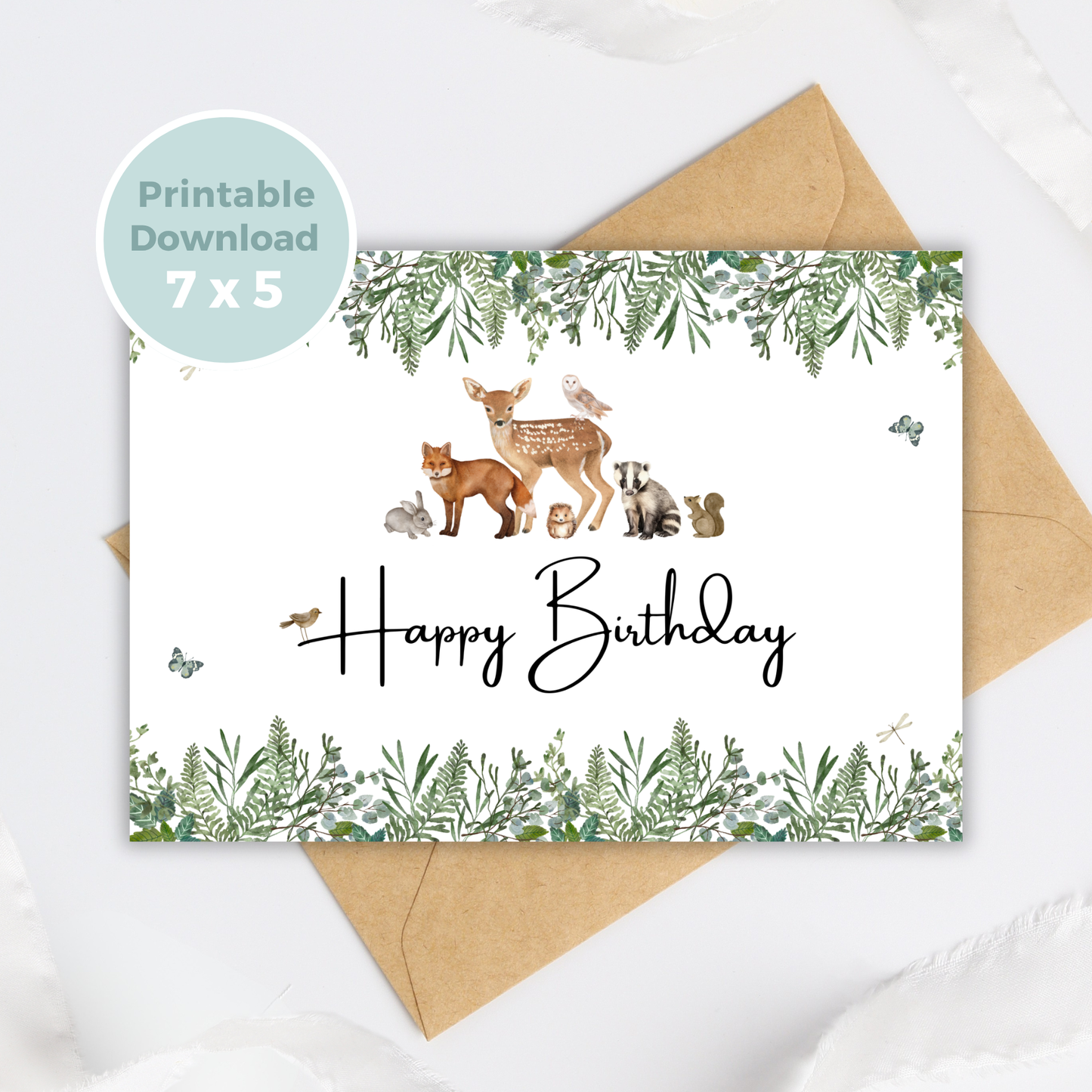 Printable Birthday Card - Woodland Animals