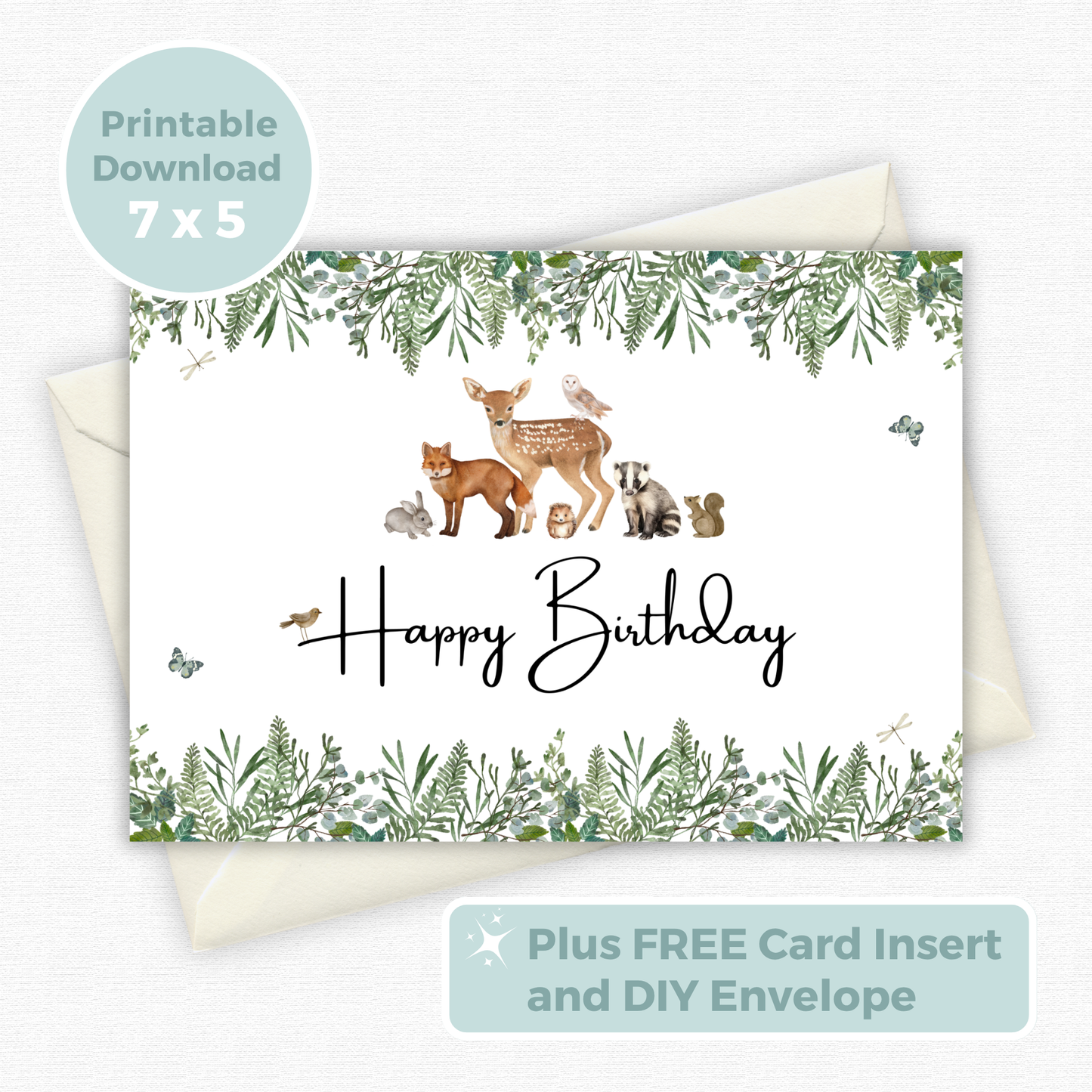 Printable Birthday Card - Woodland Animals