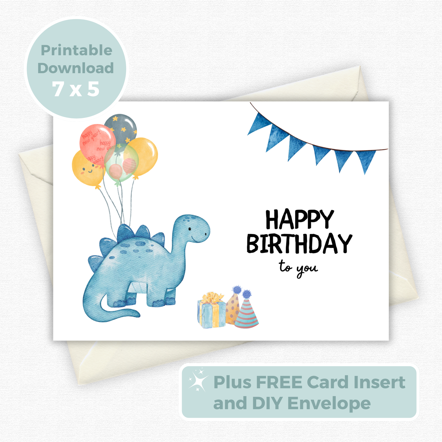 Printable Birthday Card - Dinosaur