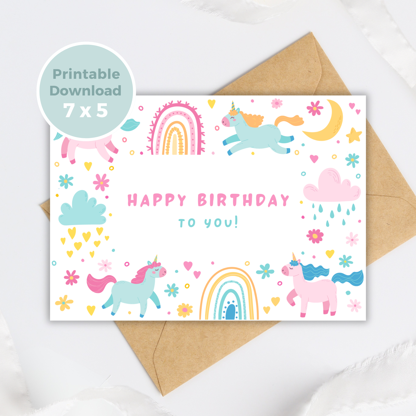 Printable Birthday Card - Unicorn