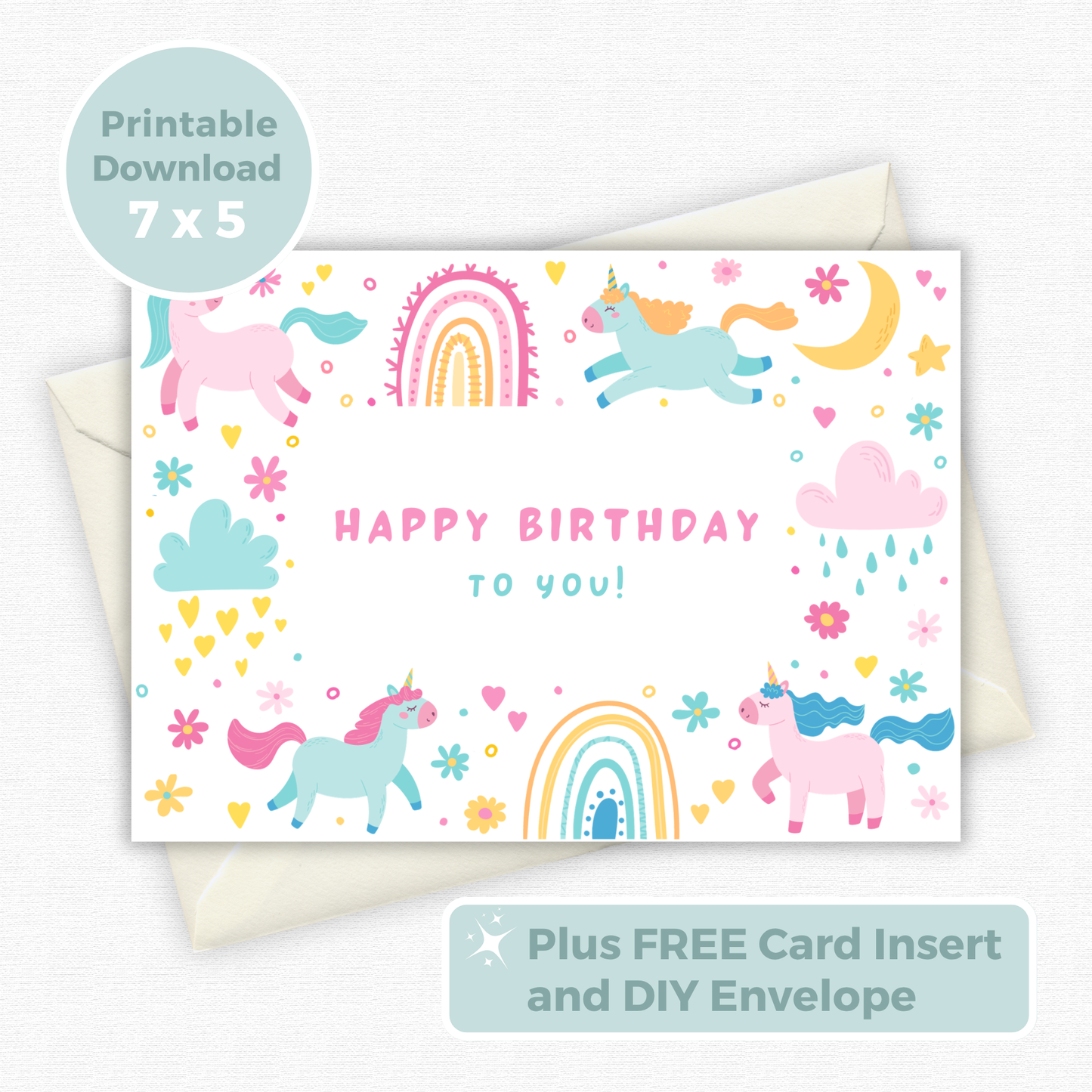 Printable Birthday Card - Unicorn