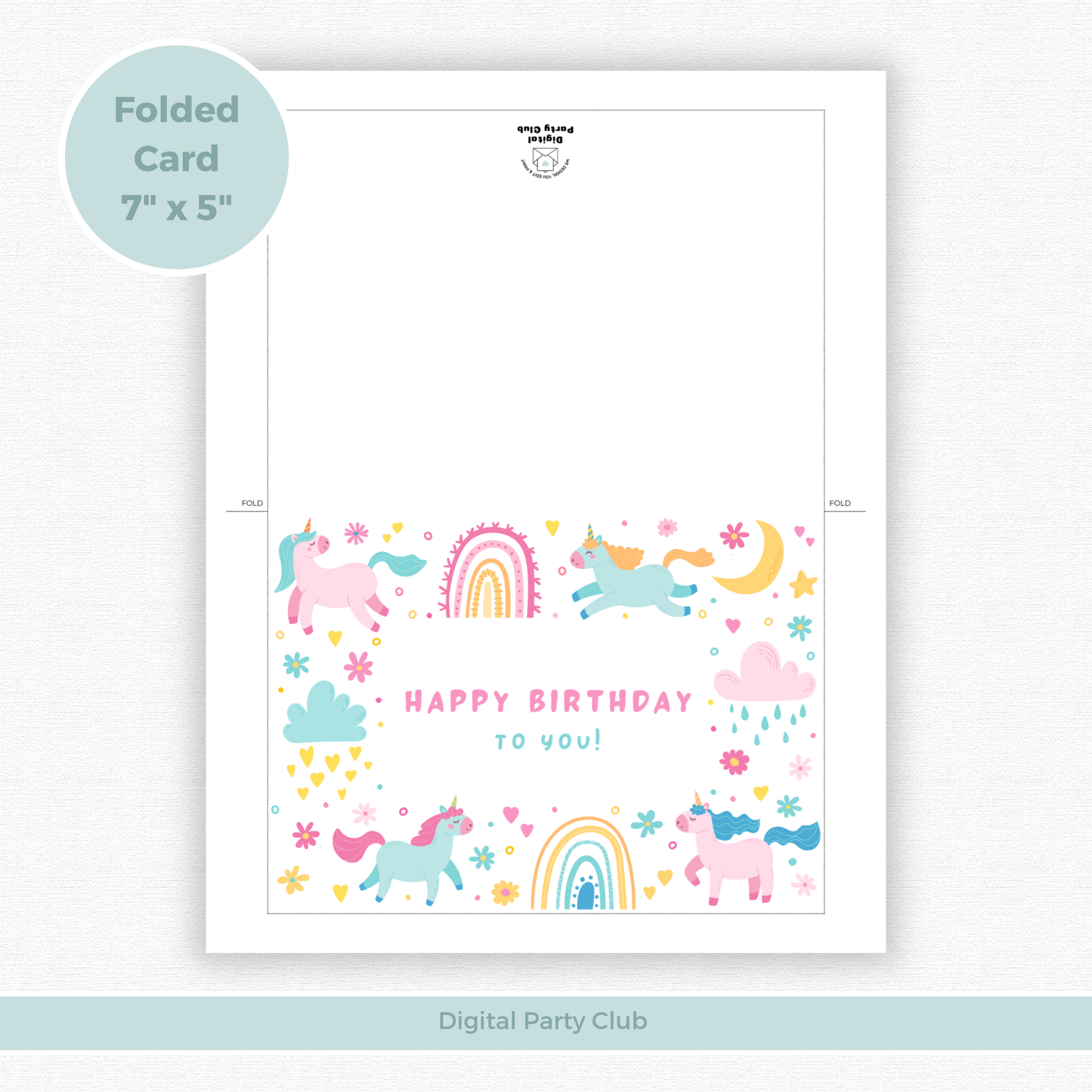 Printable Birthday Card - Unicorn