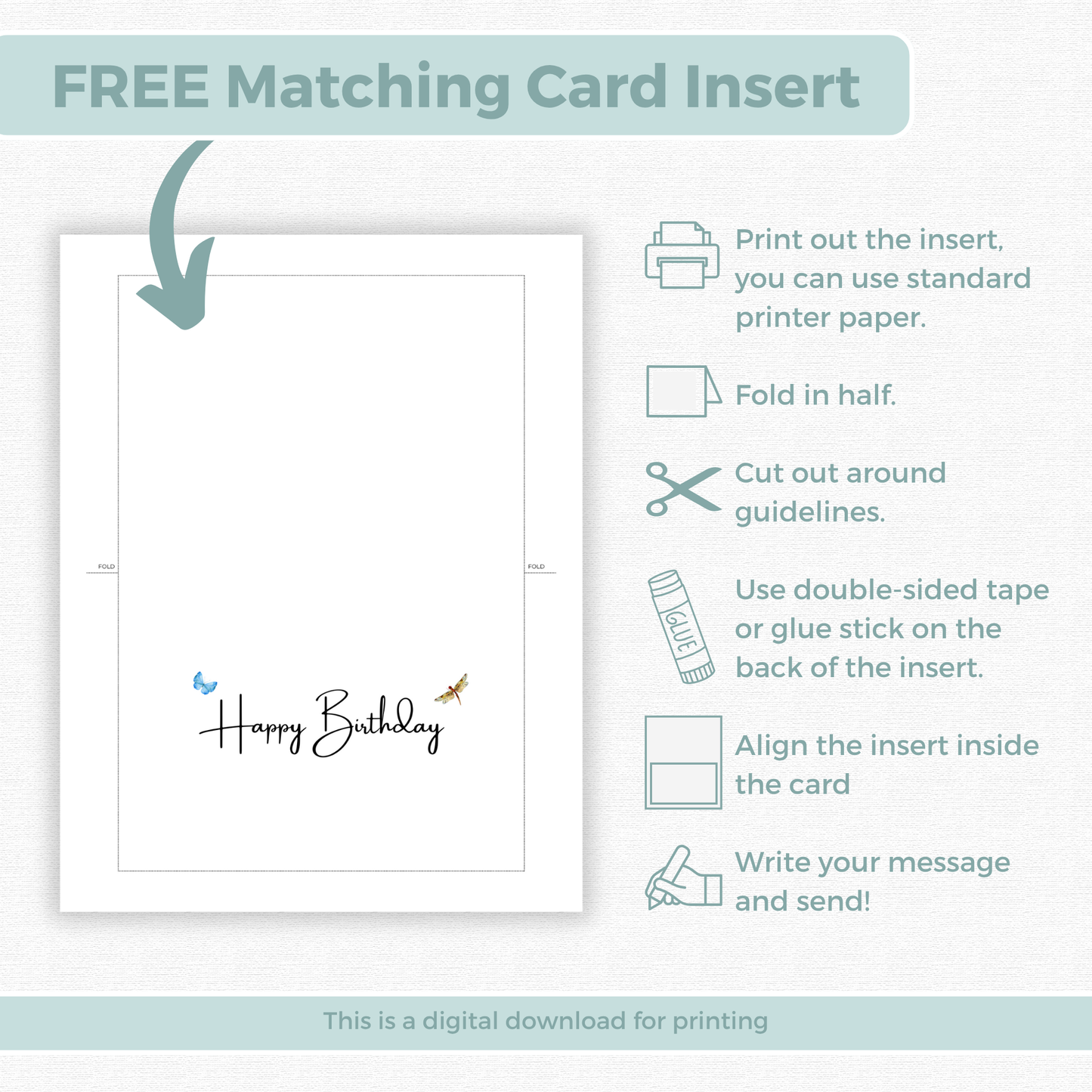 Printable Birthday Card - Pretty Blue Flowers