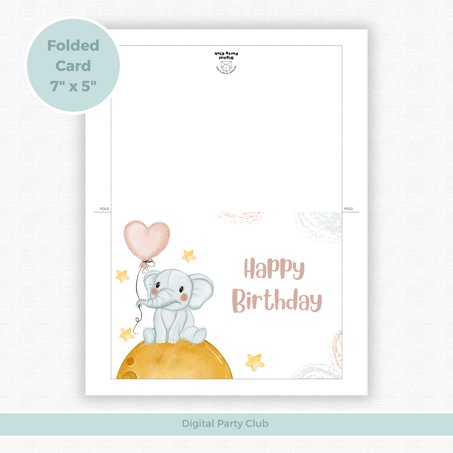 Printable Birthday Card - Baby Elephant