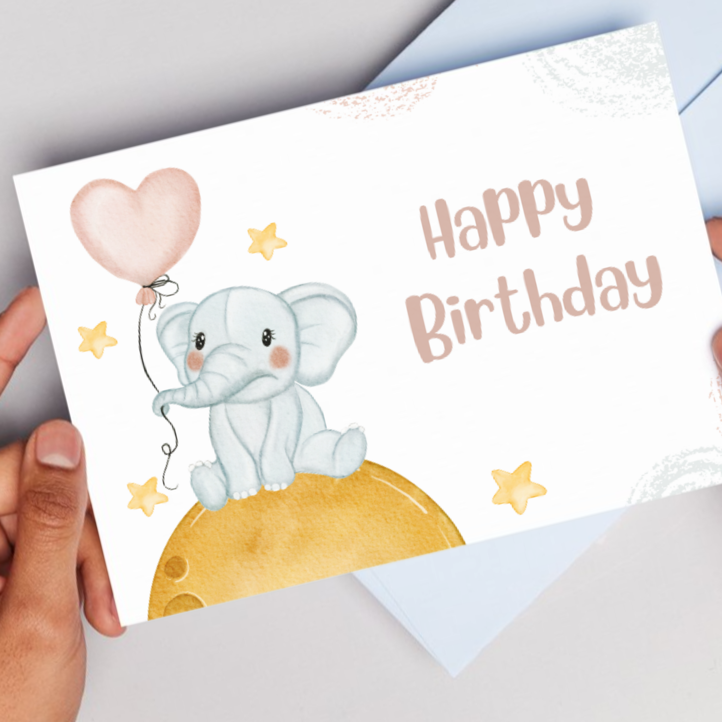 Printable Birthday Card - Baby Elephant