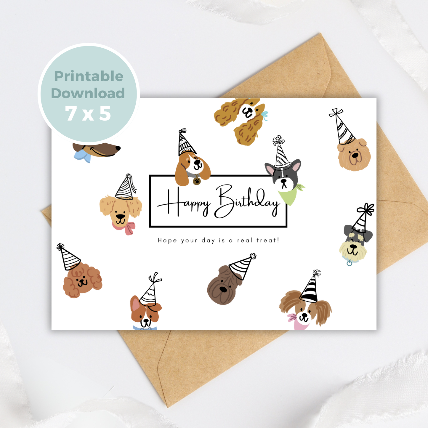 Printable Birthday Card - Cute Dogs