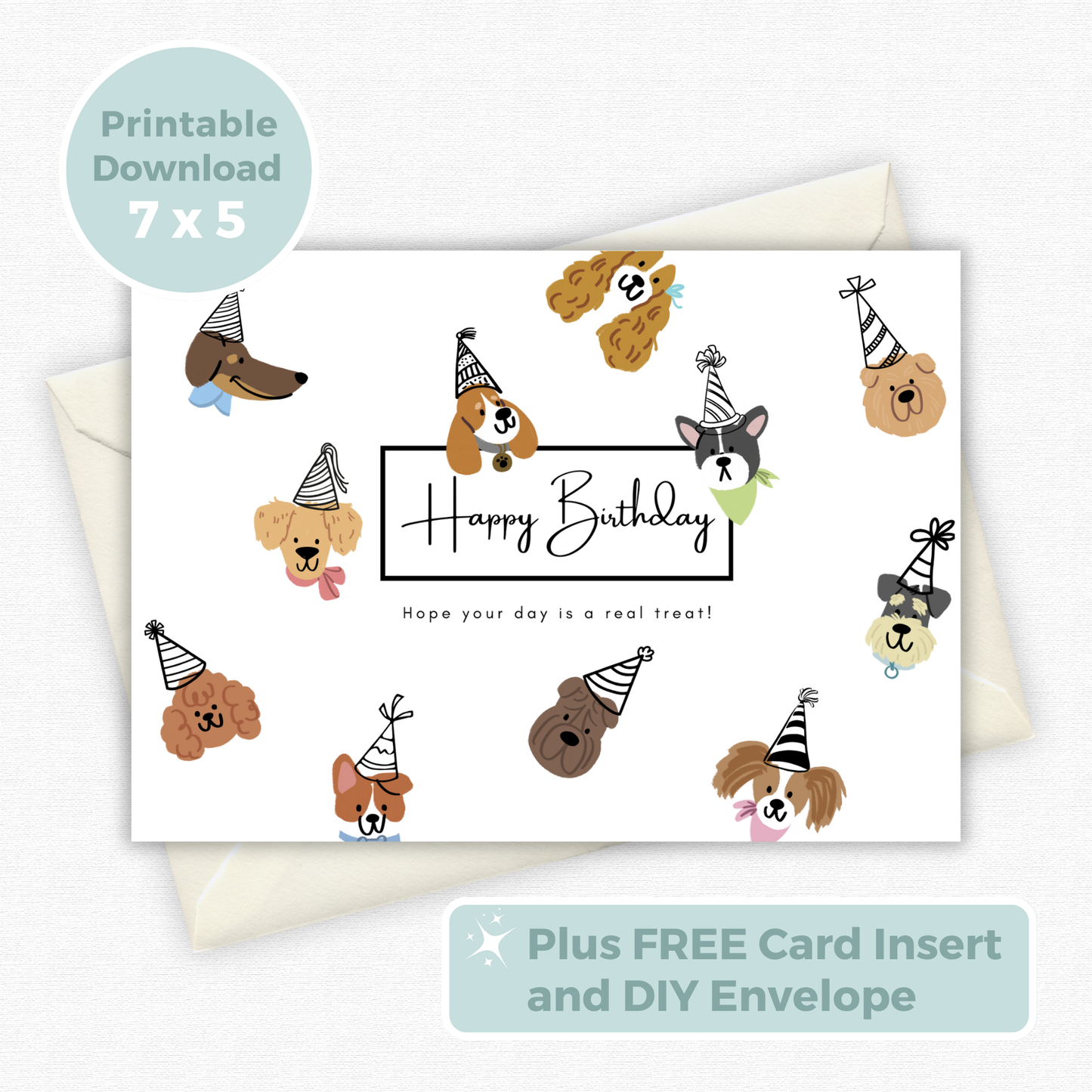 Printable Birthday Card - Cute Dogs