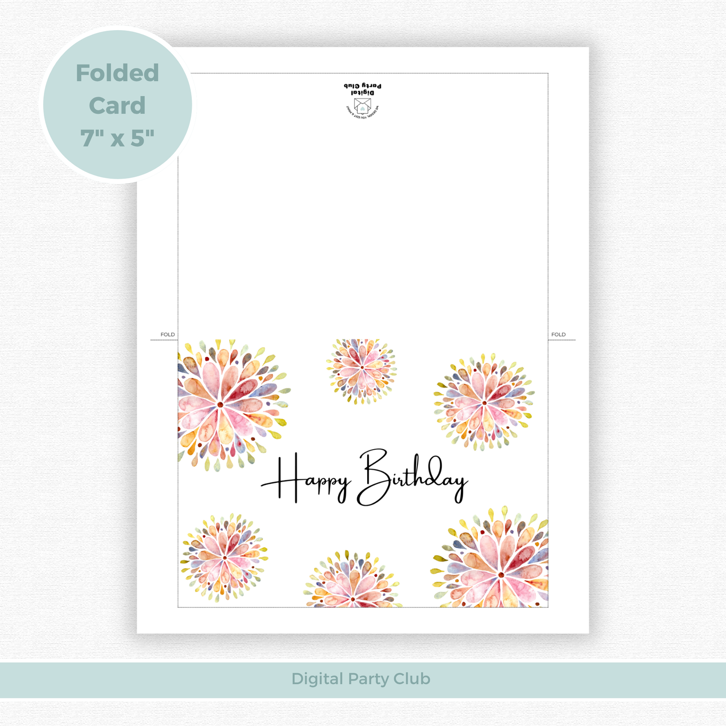 Printable Birthday Card - Abstract Flowers