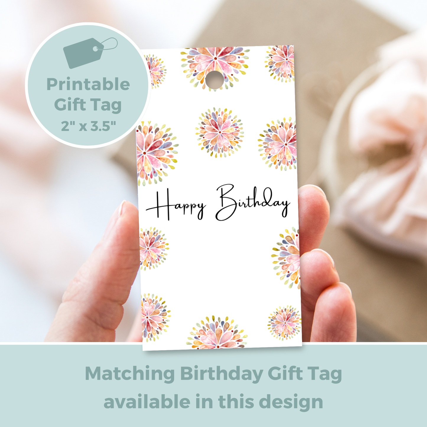 Printable Birthday Card - Abstract Flowers