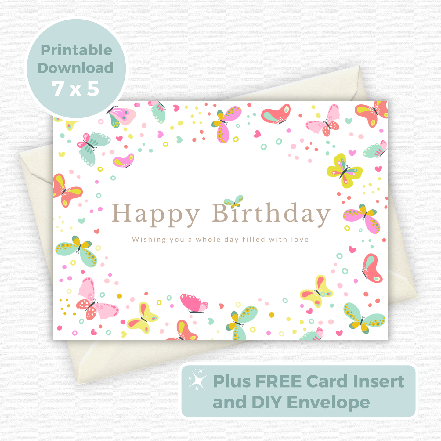 Printable Birthday Card - Butterflies