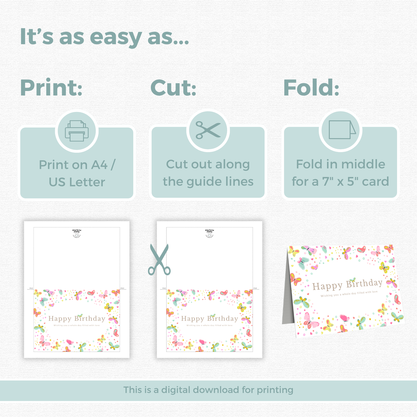 Printable Birthday Card - Butterflies