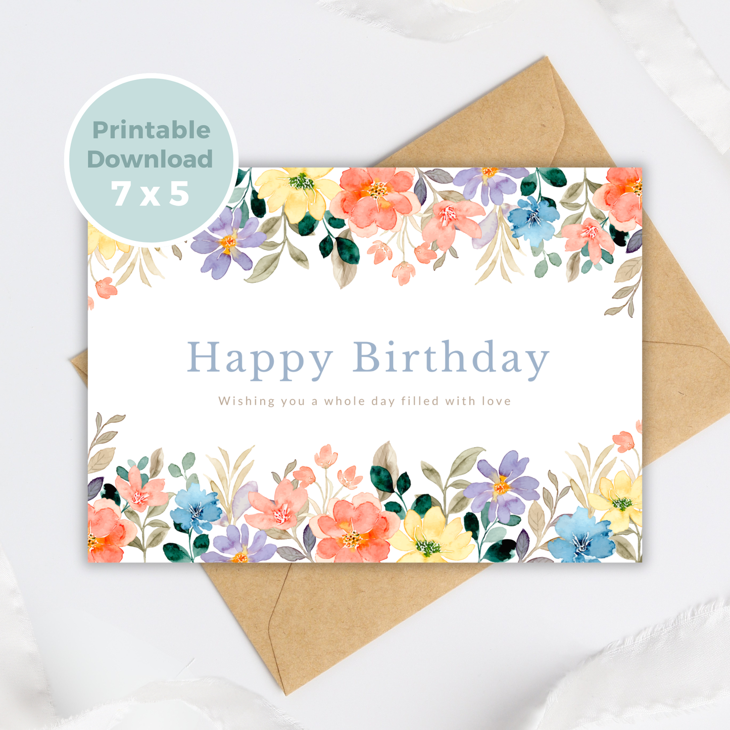 Printable Birthday Card - Flowers