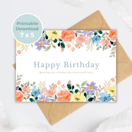Printable Birthday Card - Flowers