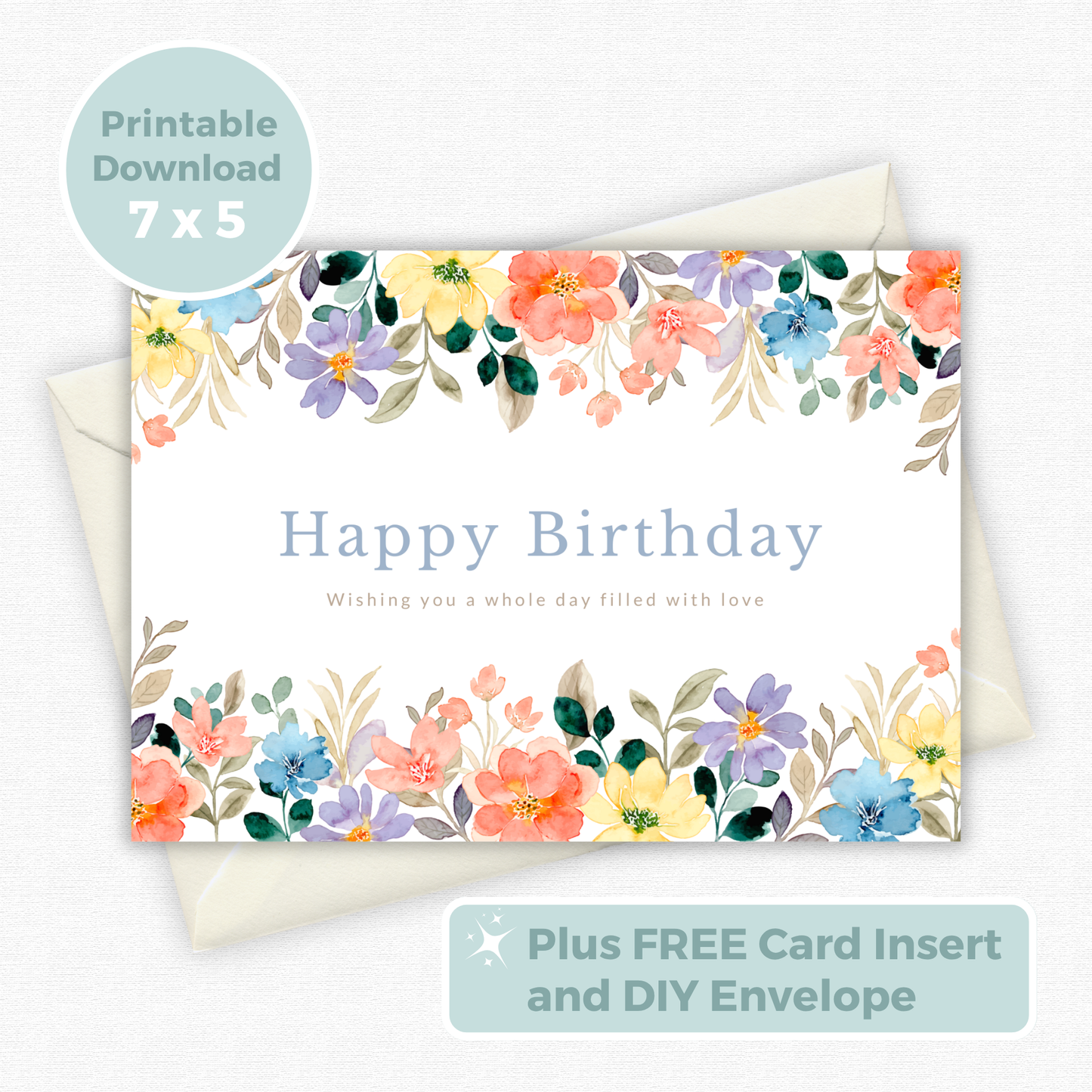 Printable Birthday Card - Flowers