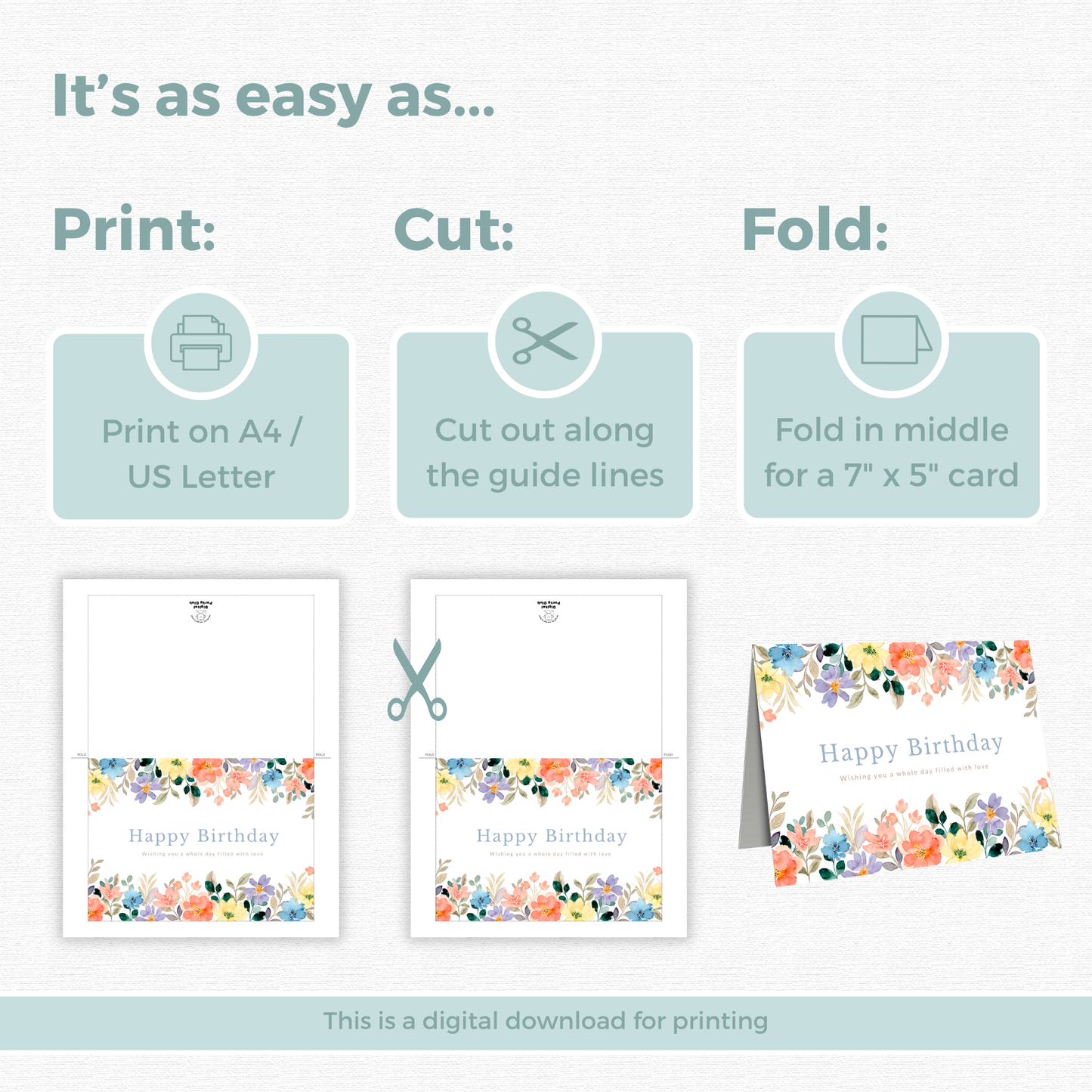 Printable Birthday Card - Flowers