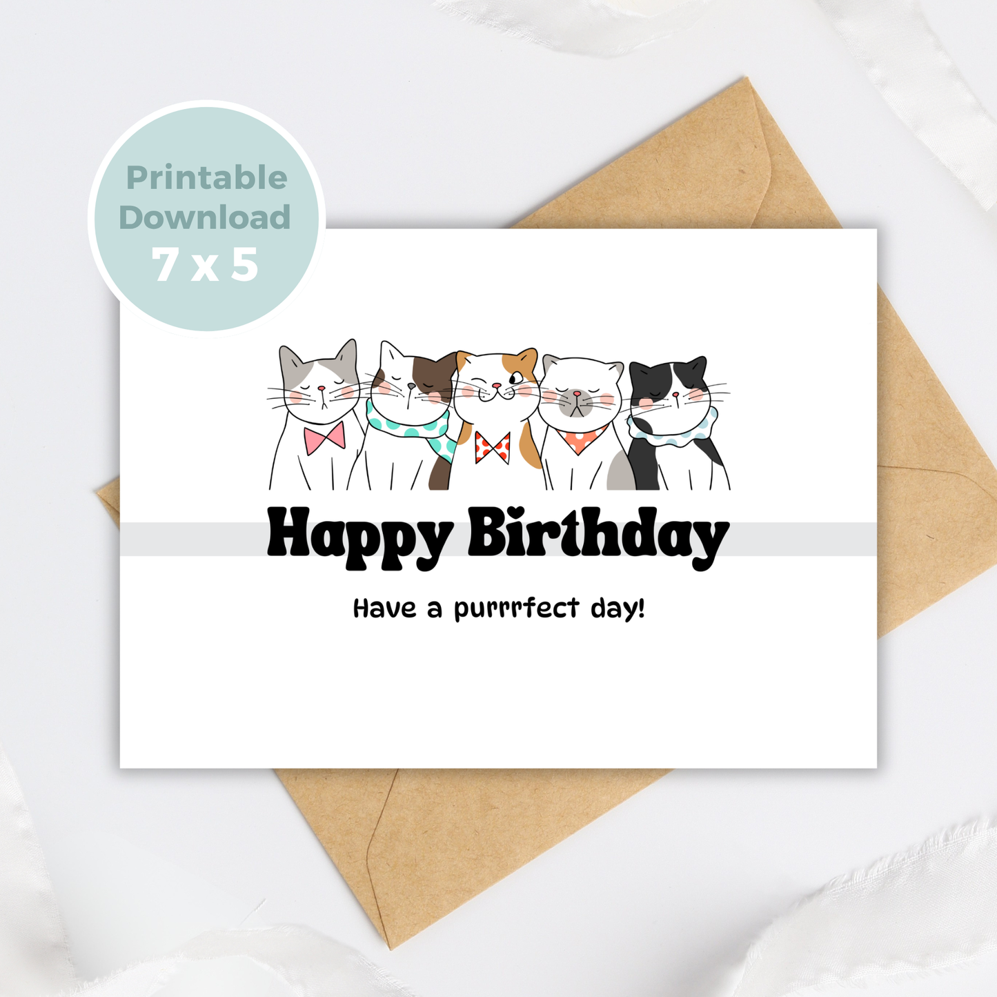 Printable Birthday Card - Purrfect