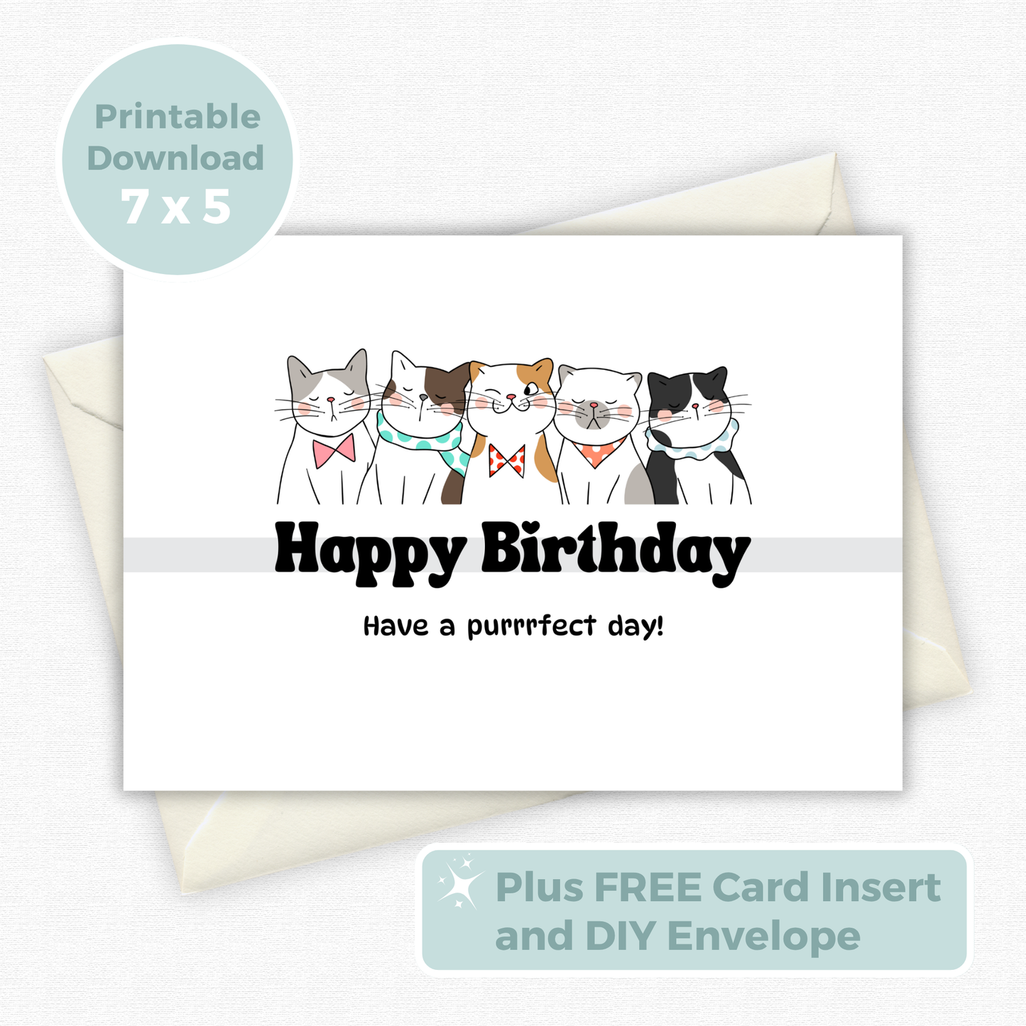Printable Birthday Card - Purrfect