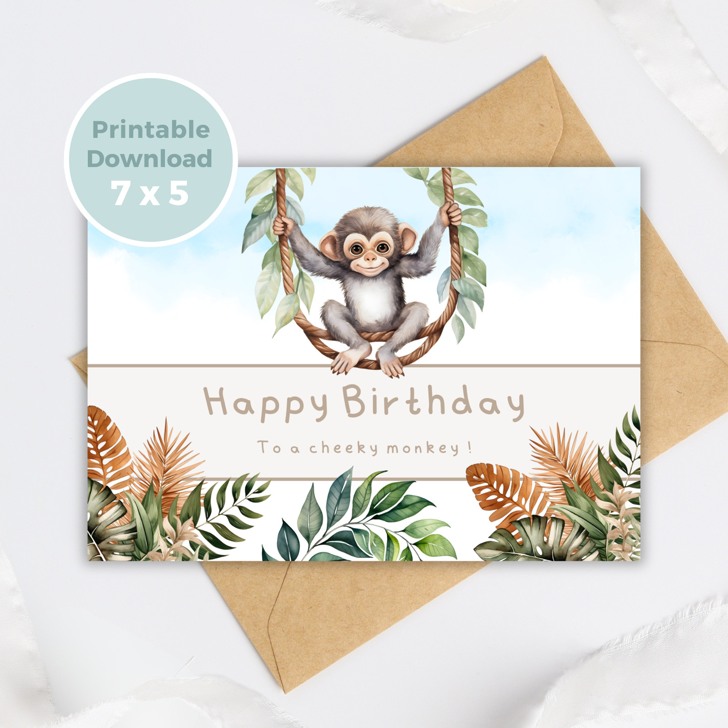 Printable Birthday Card - Cheeky Monkey