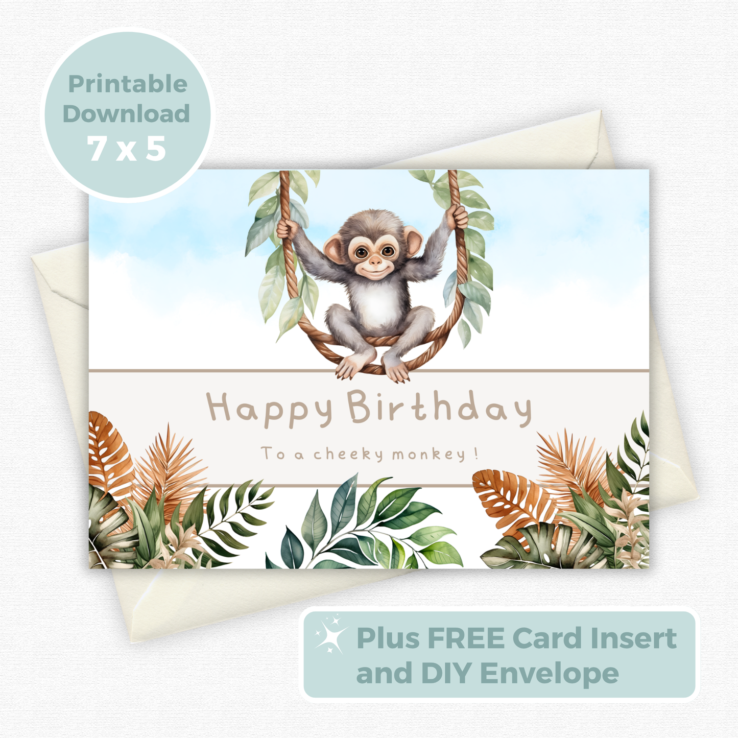 Printable Birthday Card - Cheeky Monkey