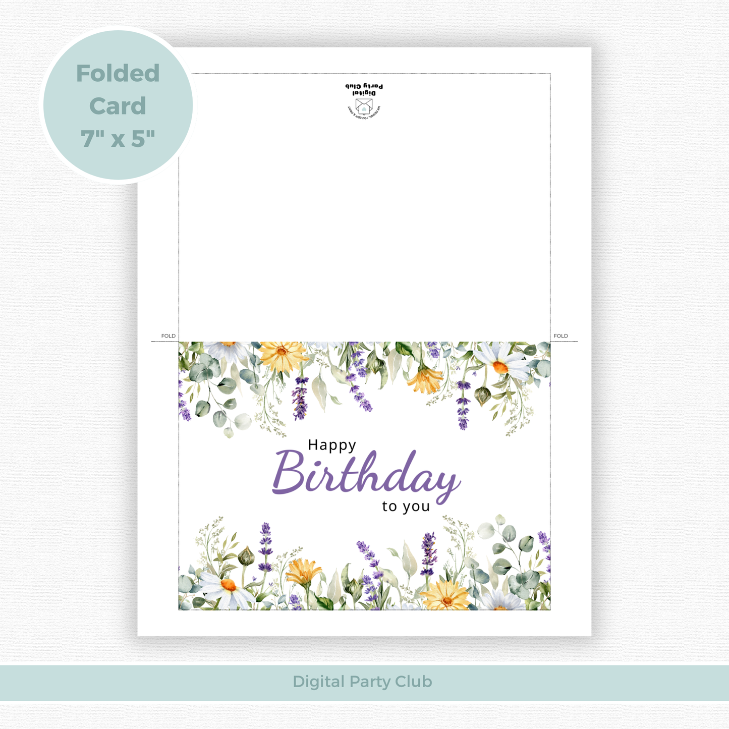 Printable Birthday Card - Purple Flowers