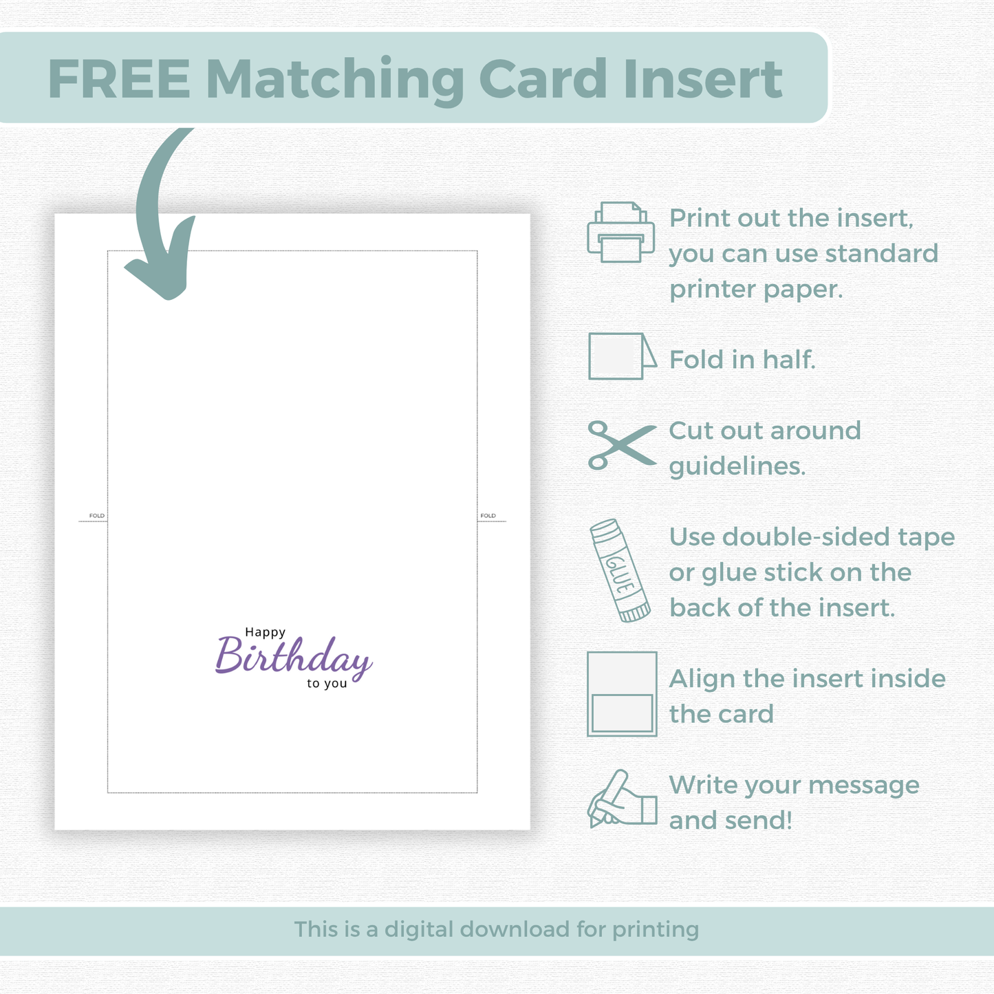 Printable Birthday Card - Purple Flowers