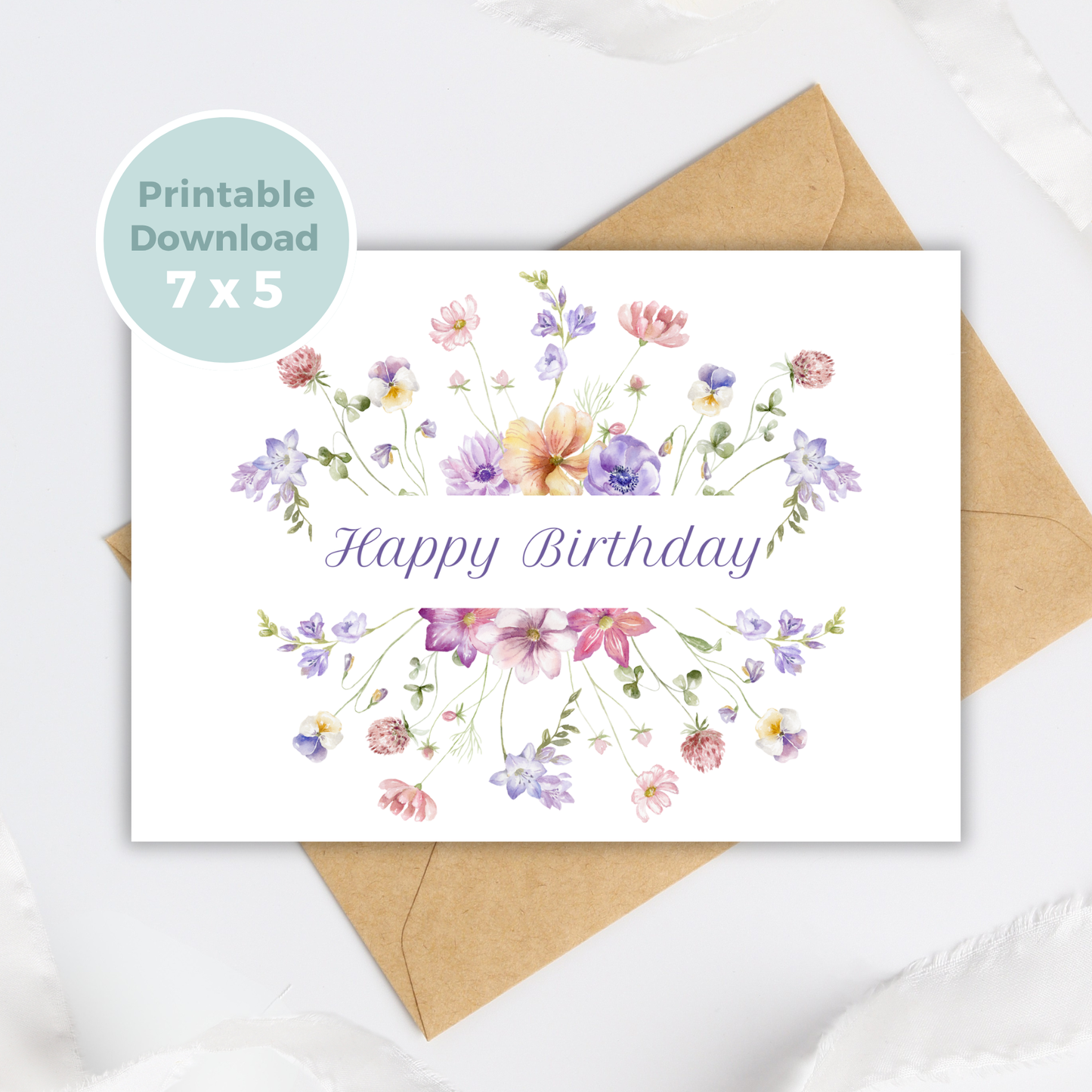 Printable Birthday Card - Wild Flowers