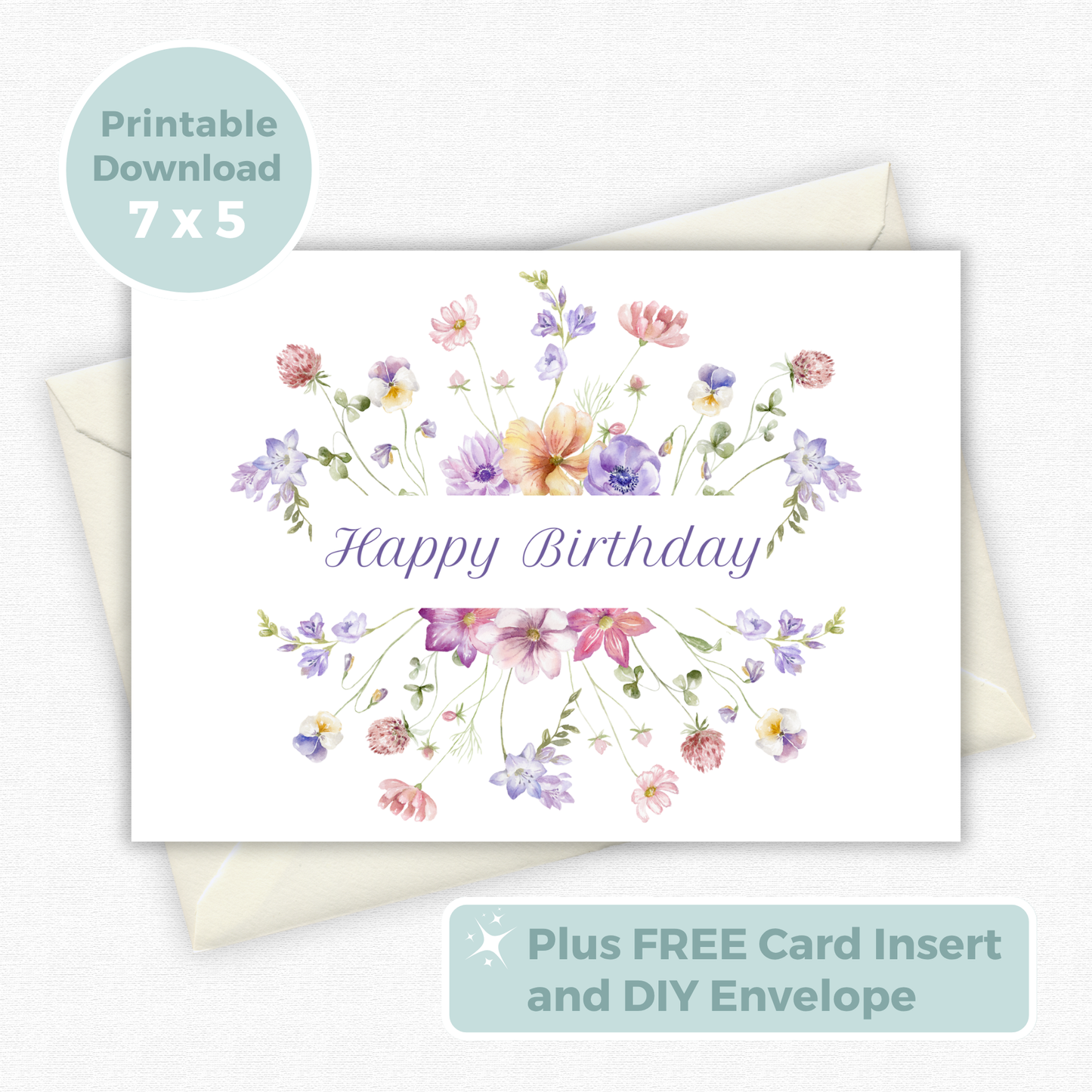 Printable Birthday Card - Wild Flowers