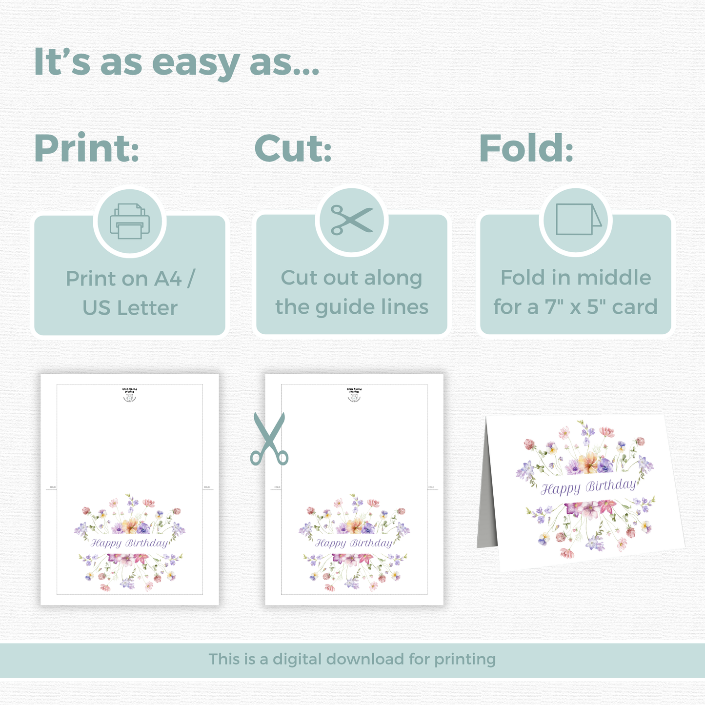 Printable Birthday Card - Wild Flowers