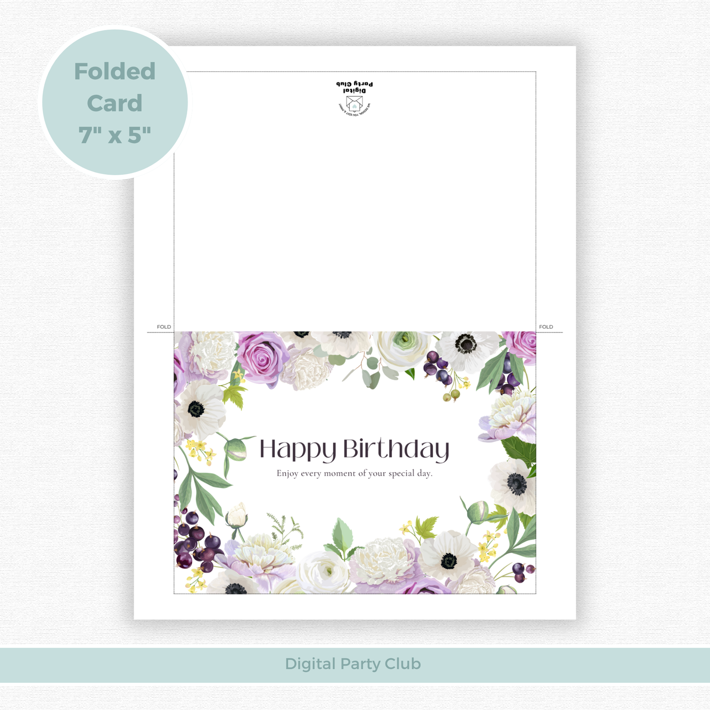 Printable Birthday Card - Purple Flower