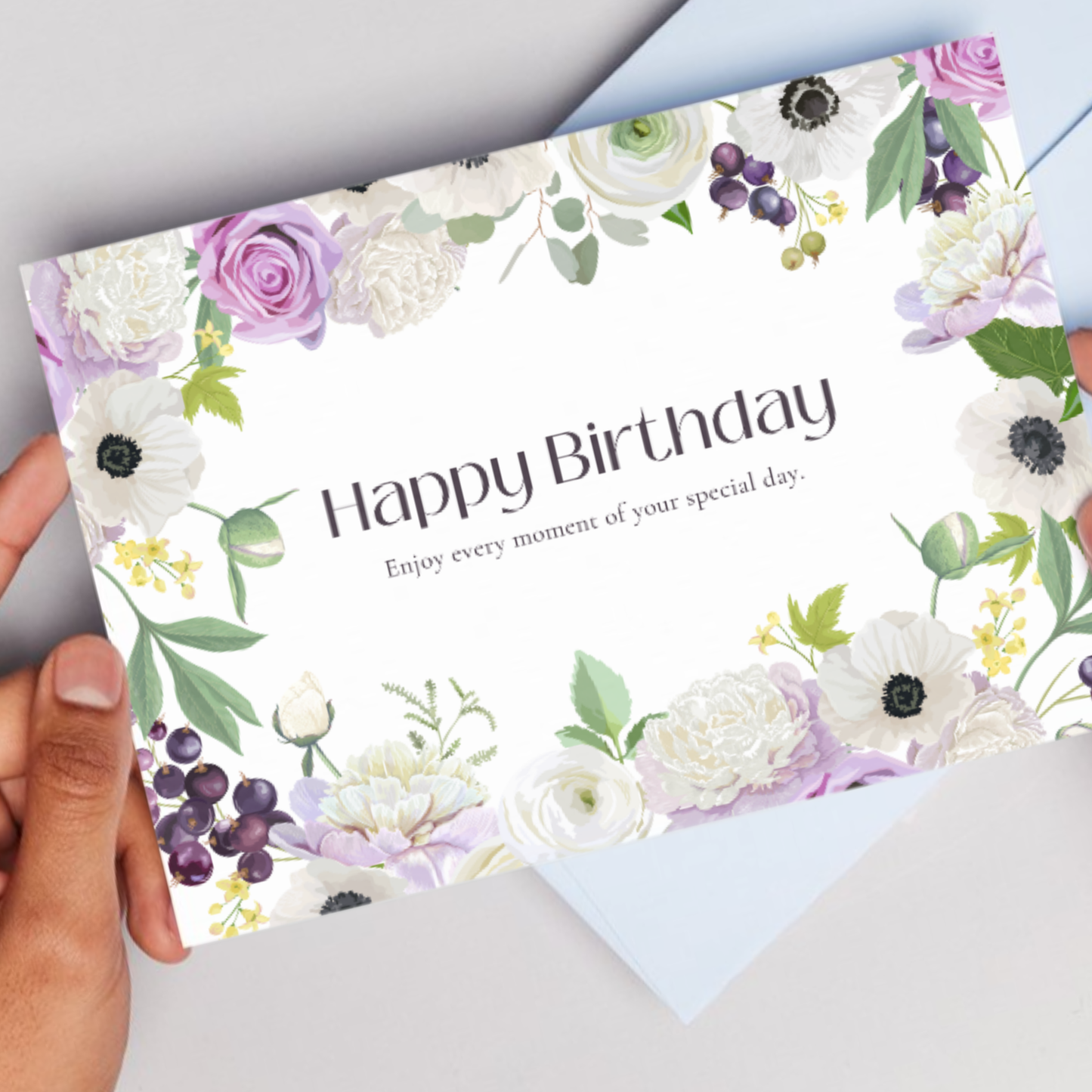 Printable Birthday Card - Purple Flower