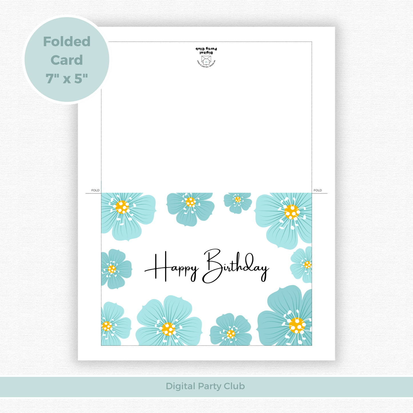 Printable Birthday Card - Blue Flower