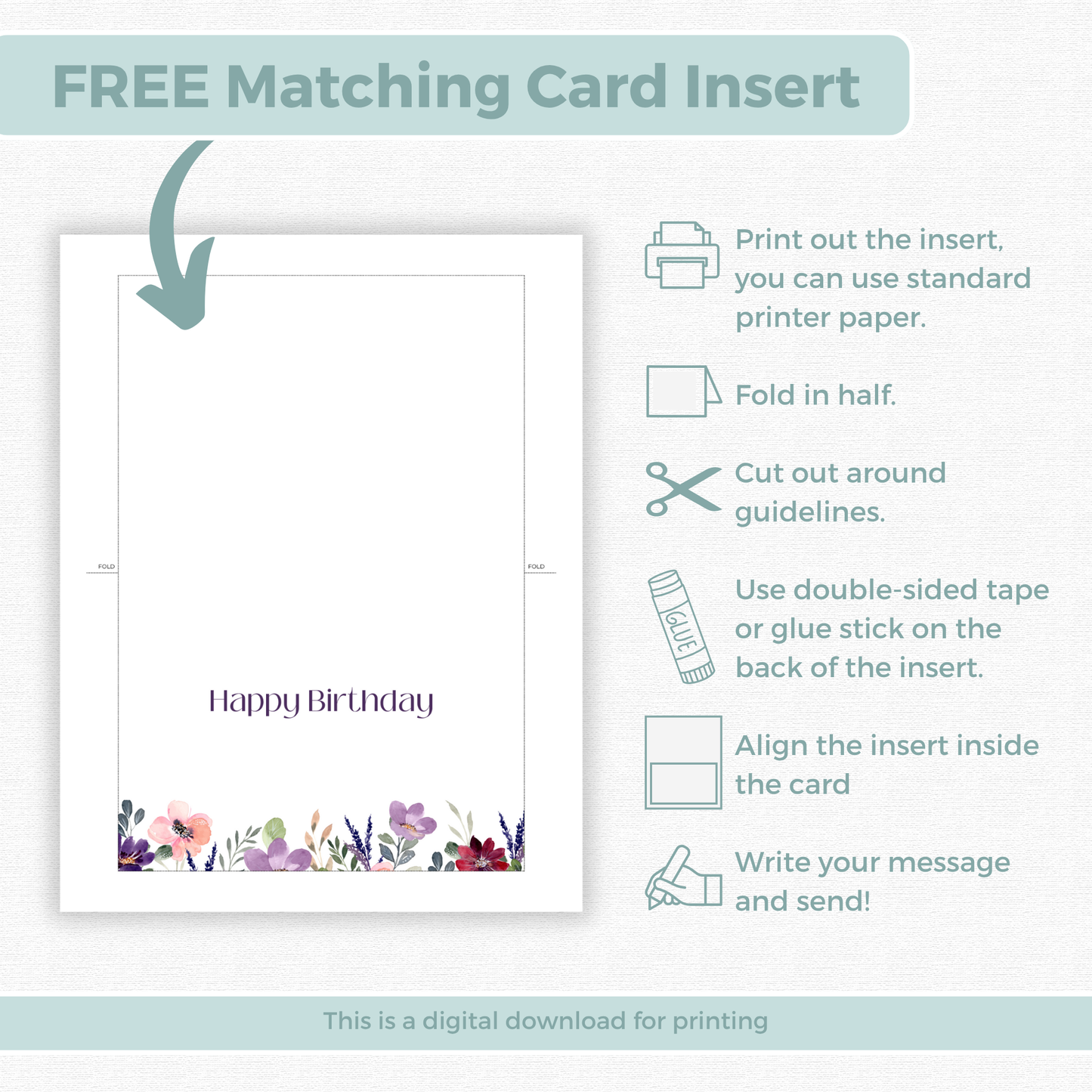 Printable Birthday Card - Purple Flower