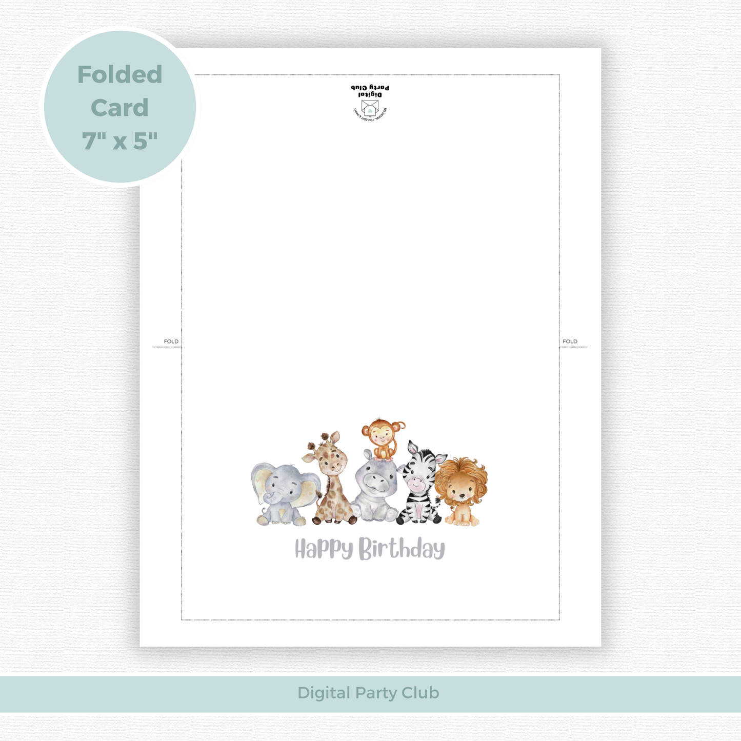 Printable Birthday Card - Safari Animals