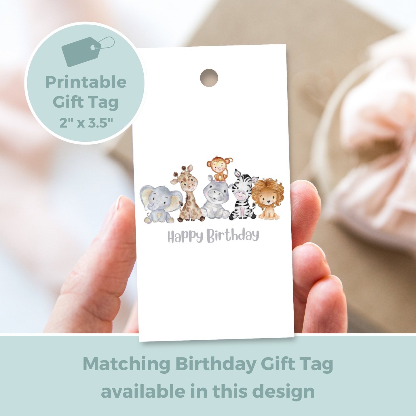 Printable Birthday Card - Safari Animals