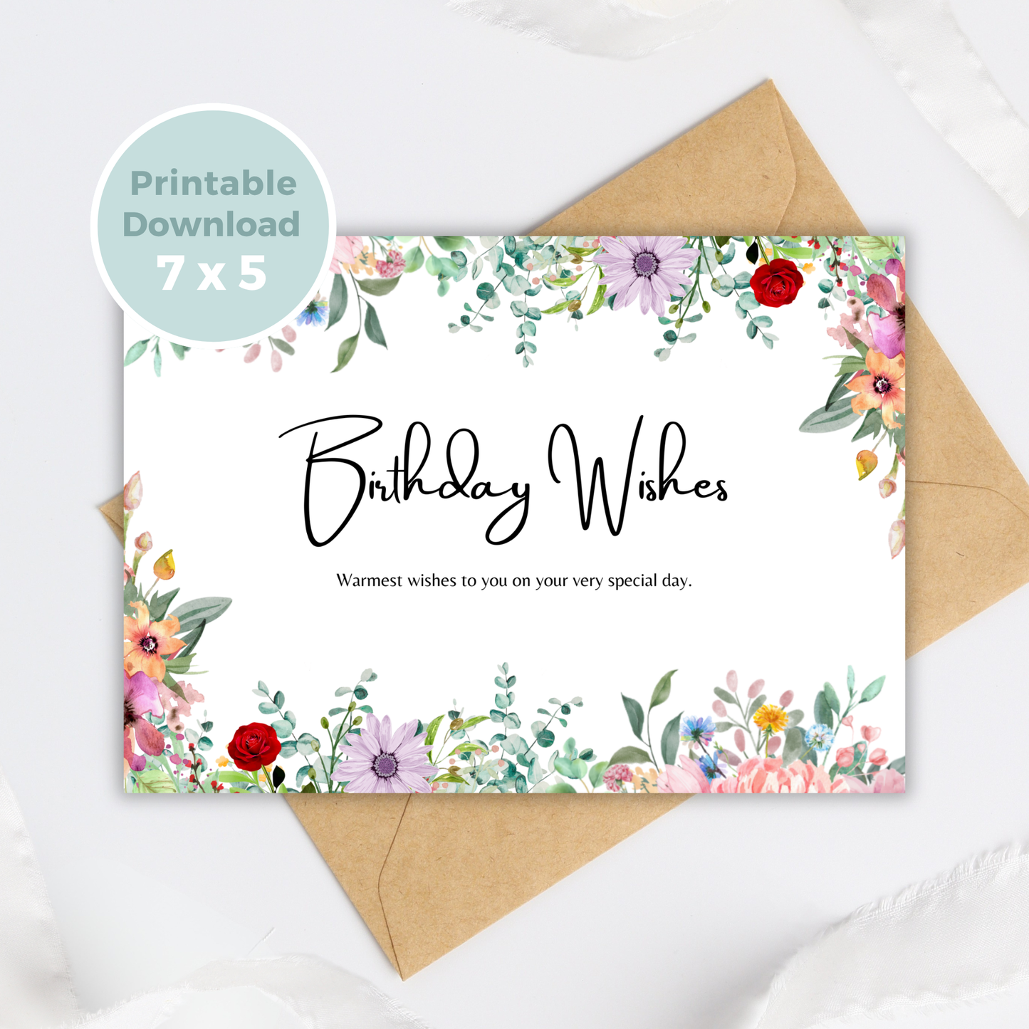 Printable Birthday Card - Floral