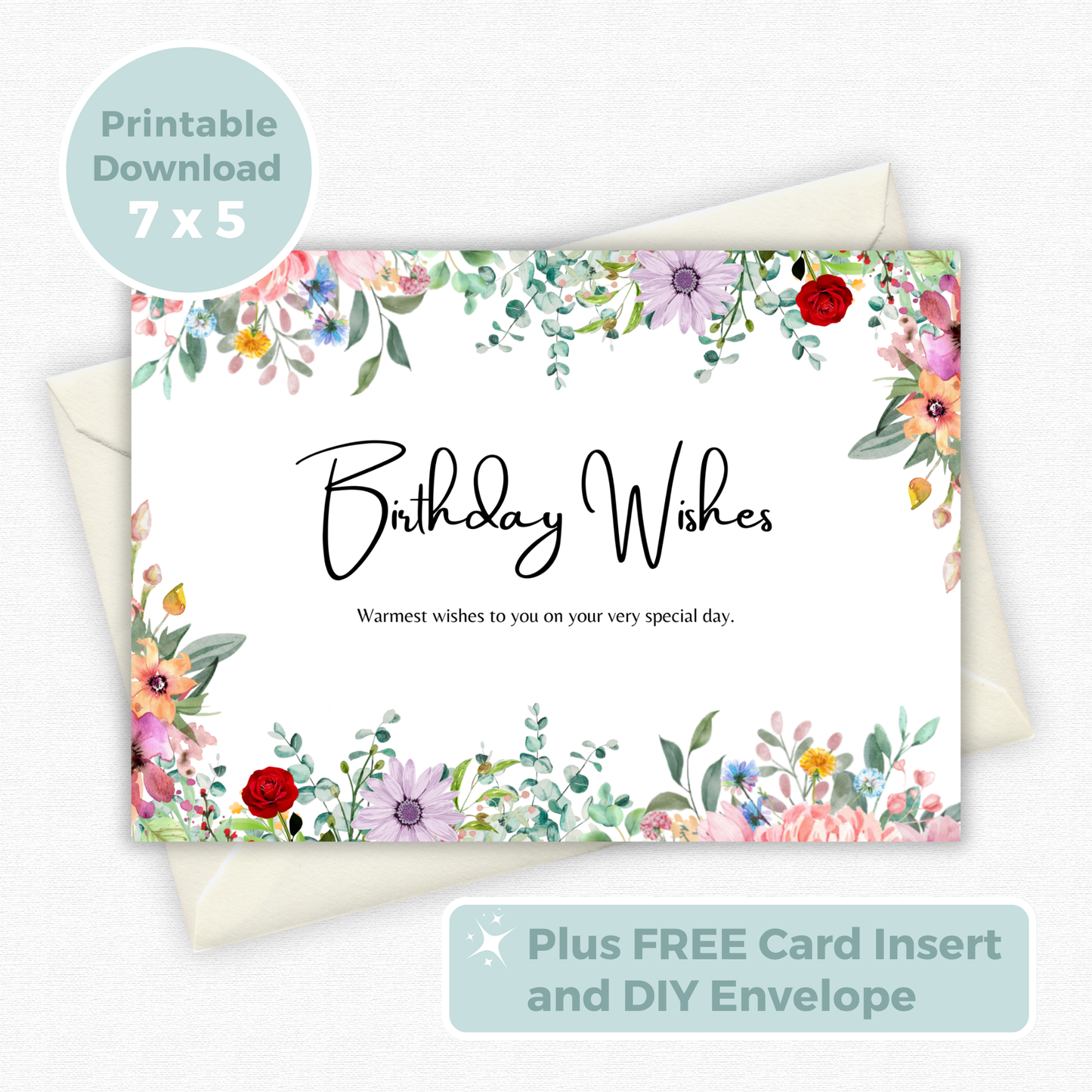 Printable Birthday Card - Floral