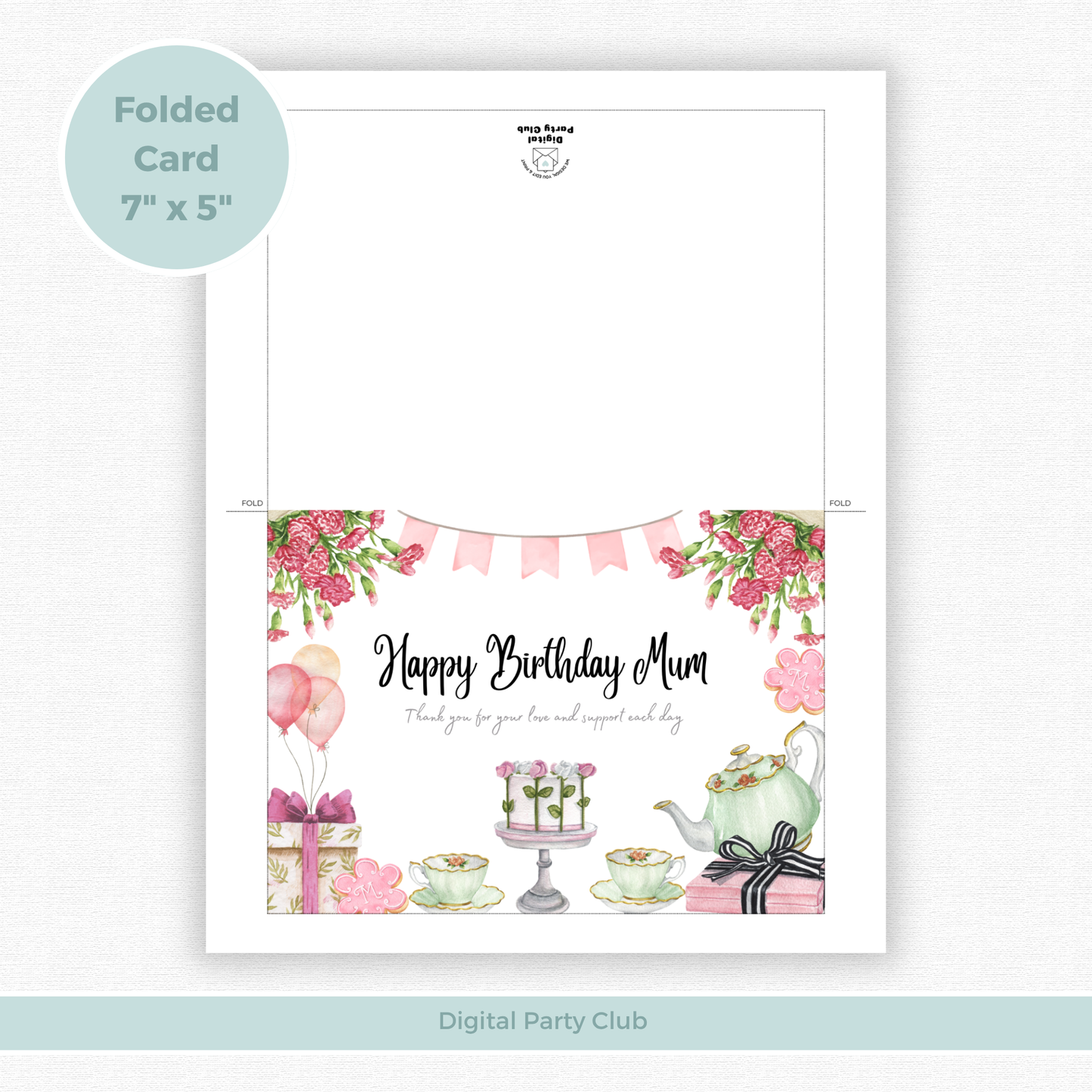Printable Birthday Card - Tea Party