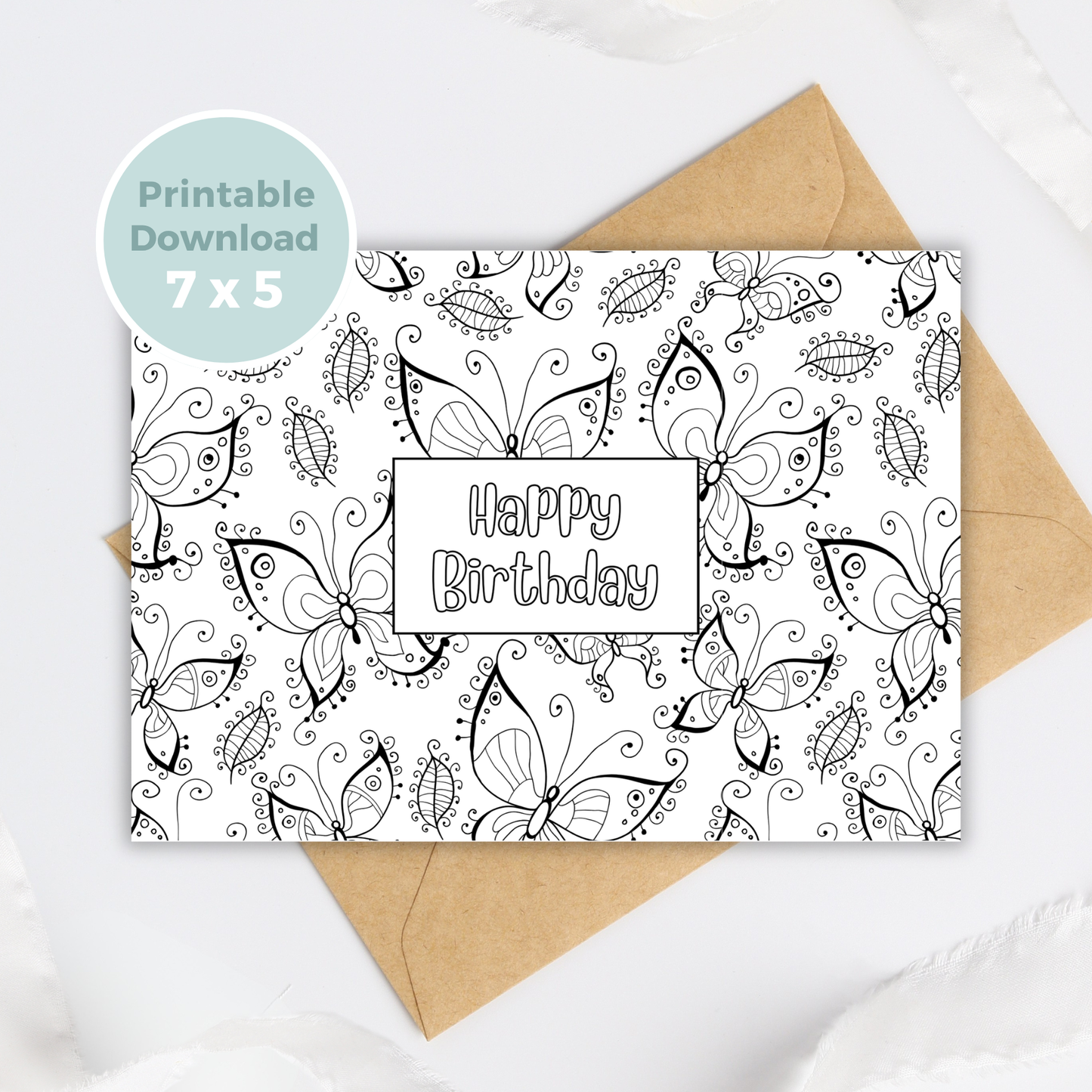 Printable Birthday Card - Colour In Butterfly