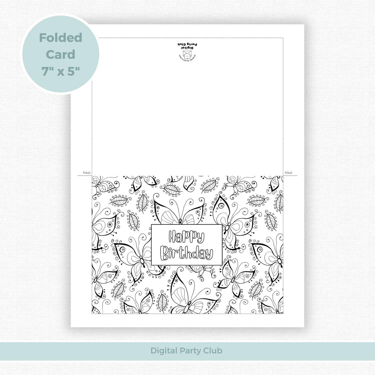 Printable Birthday Card - Colour In Butterfly