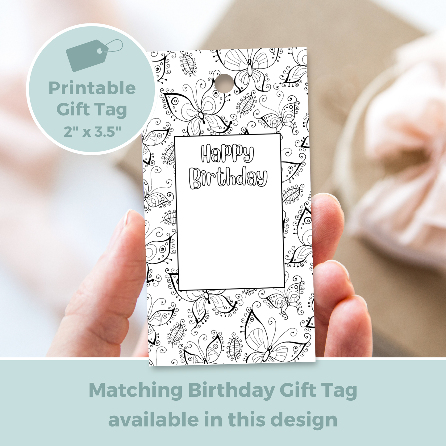 Printable Birthday Card - Colour In Butterfly