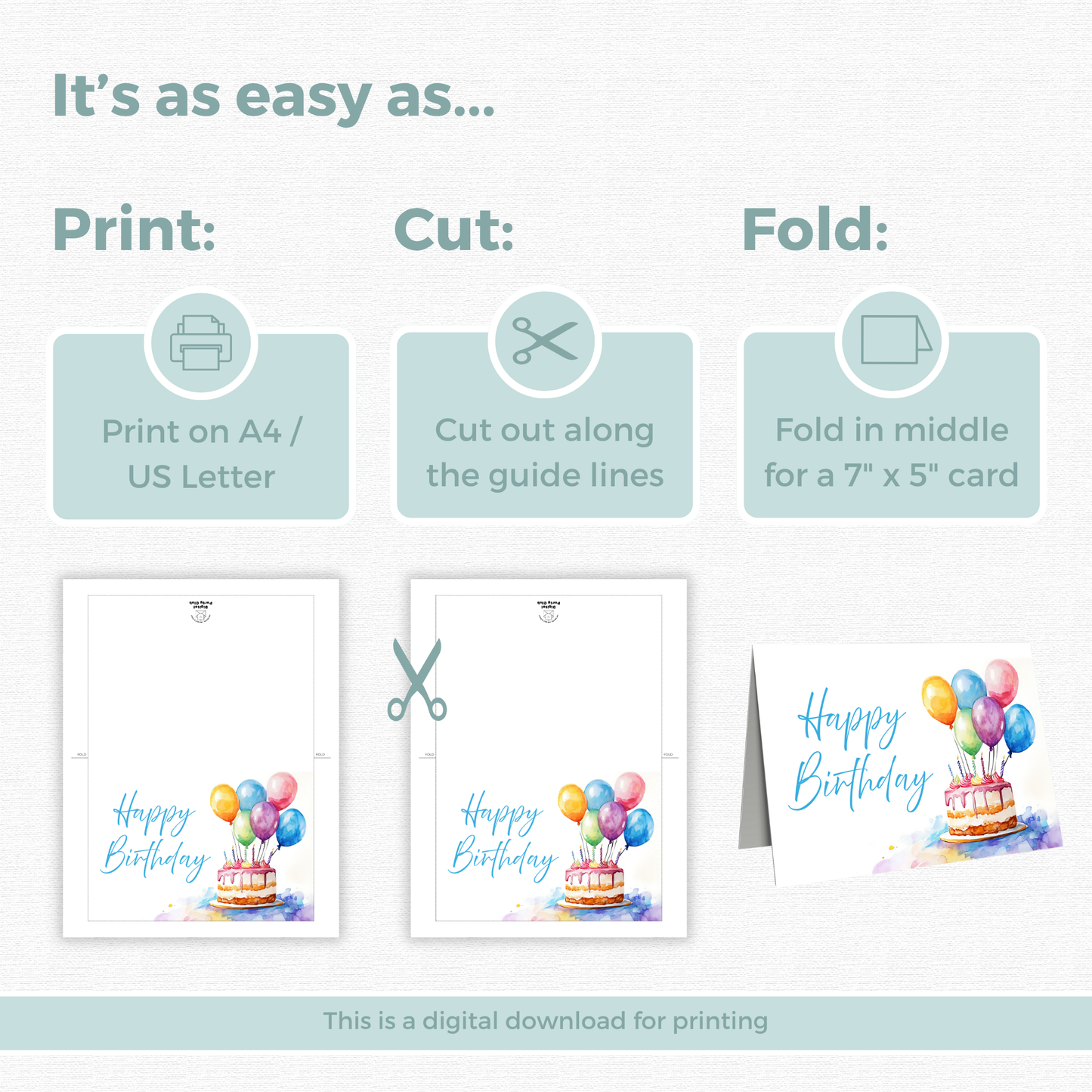 Printable Birthday Card - Floral