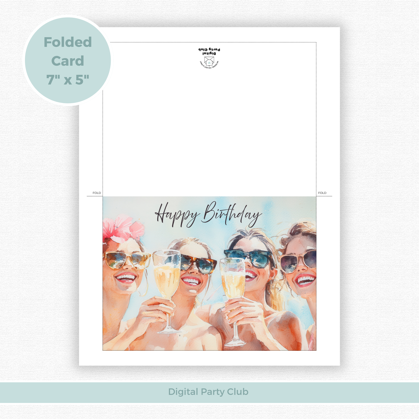 Printable Birthday Card - Ladies Drinking Champagne